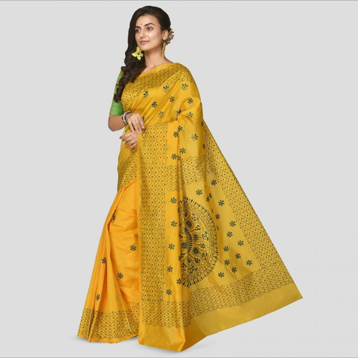 Woven Design Kantha Work Silk Blend Ready to Wear Saree