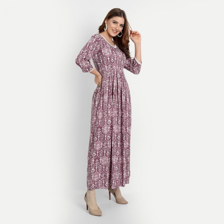 Ethnic Motifs V-neck Maxi Dress
